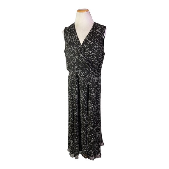 Talbots Pure Silk Size 14P Sleeveless Faux Wrap Dress Sash Tie Black - Picture 1 of 14